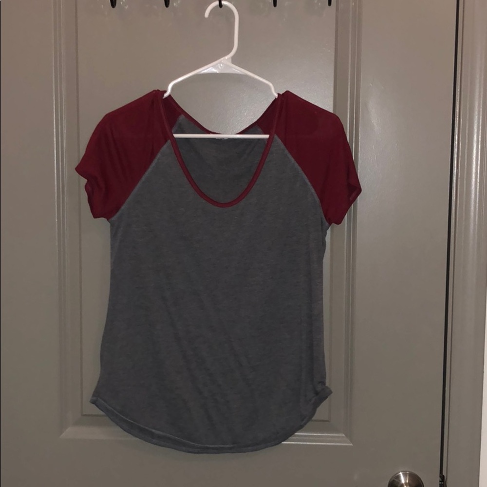 Grey and maroon top